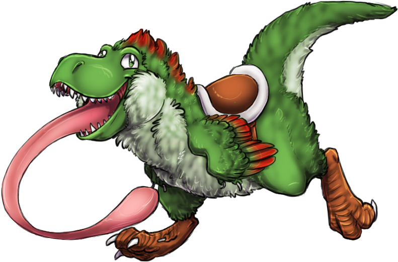 Though I Always Pictured Yoshi As An Allosaurus , I - Feathered Yoshi (878x629)