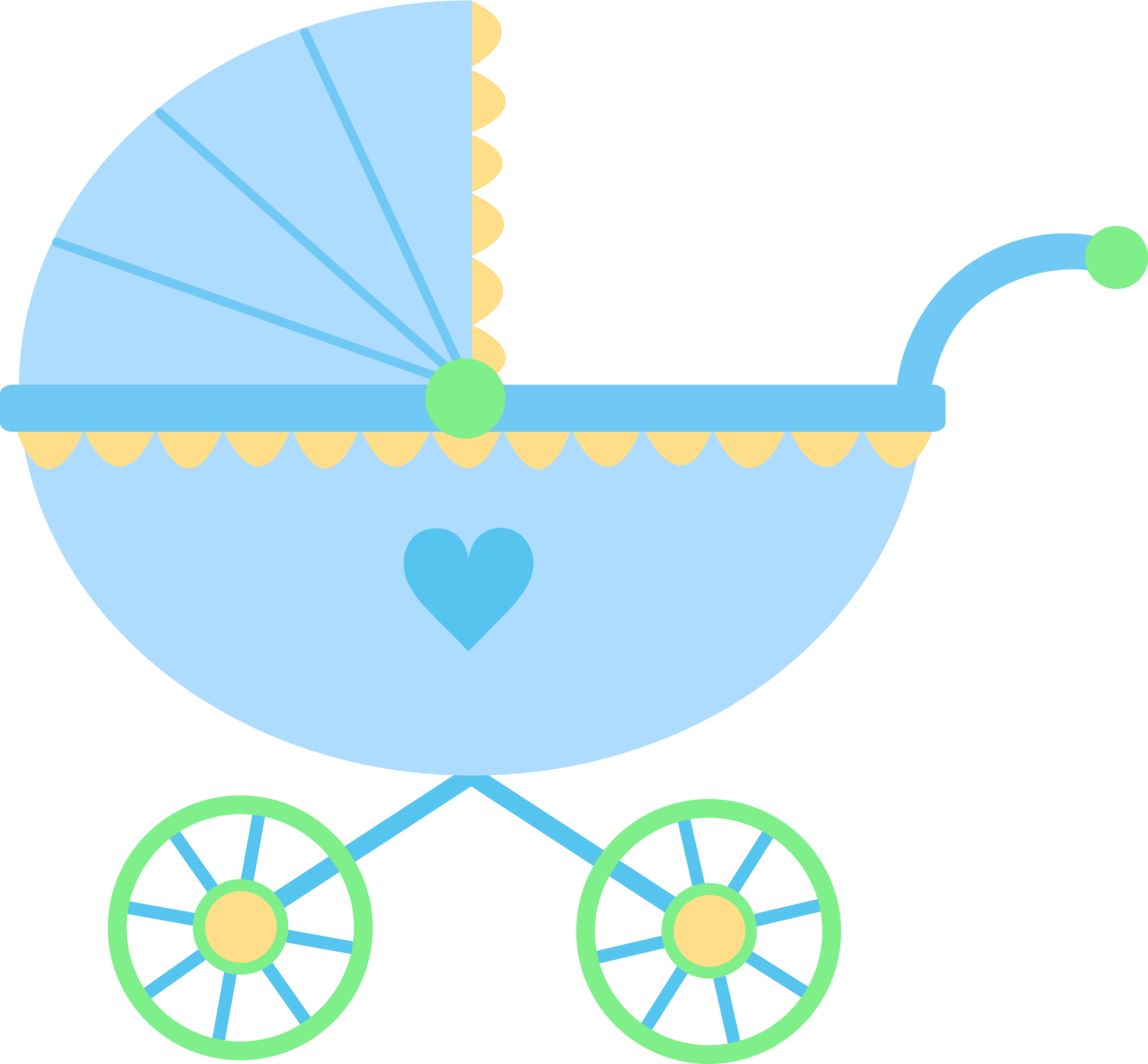 Baby Blue Border Clipart - Cartoon Baby Carriage (6355x5889)
