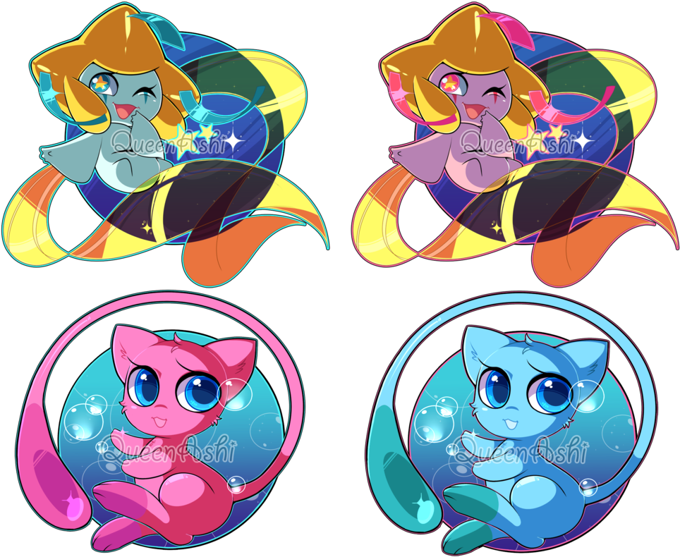 Jirachi And Mew By Queenashi - Jirachi And Mew (996x802)