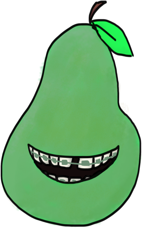 Braces Pear By Sakuralice-t - Alien Head (774x1032)