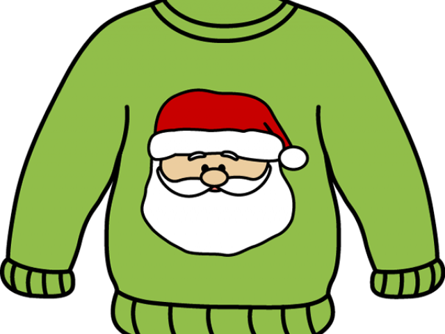 Santa Clipart Jacket - Sweater Clipart Black And White (640x480)