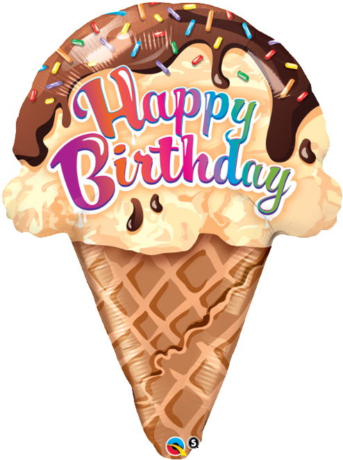 Ice Cream Cone Large Foil Balloon 1pc - Birthday Ice Cream Cone (501x672)