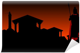 Ancient City With Guardian - Silhouette (400x400)