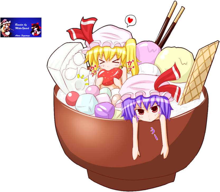 Flandre And Remilia Ice Cream By Alexissuzumiya - Food Cute Anime Chibi (900x821)