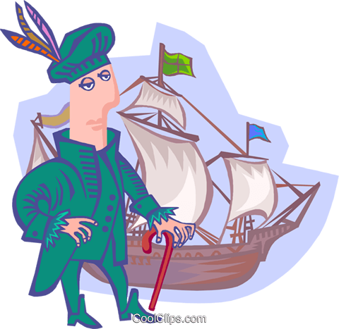 Columbus With Ship Royalty Free Vector Clip Art Illustration - Illustration (480x467)