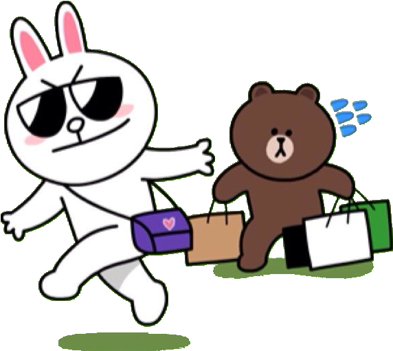 Cony Is A Shopaholic, Poor Brown - Cony And Brown Shopping (640x560)