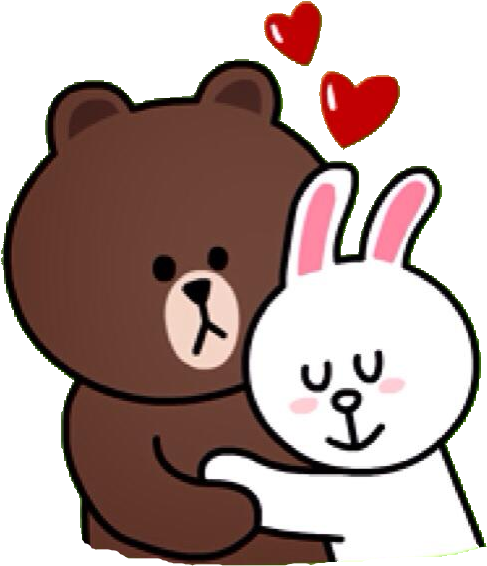 Cuddling Clipart Brown Bunny - Brown And Cony Hug (568x640)