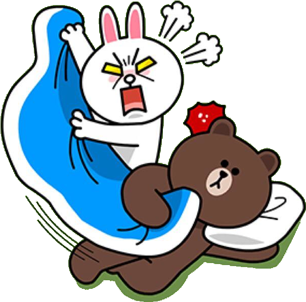 Angry Cony Snatches Brown's Blanket - Brown And Cony (625x640)