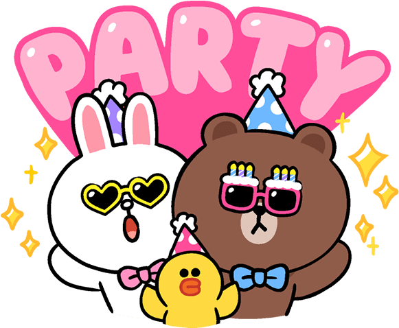 Linefriends Brown Cony Balloons Cute Party Birthday - Birthday (600x497)
