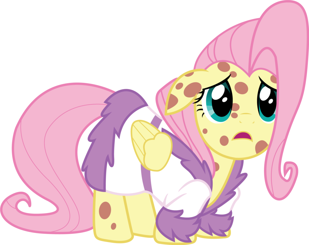 Fluttershy Sick In Hospital W Crystals By Crystals1986 - Mlp Fluttershy Sick (1003x797)