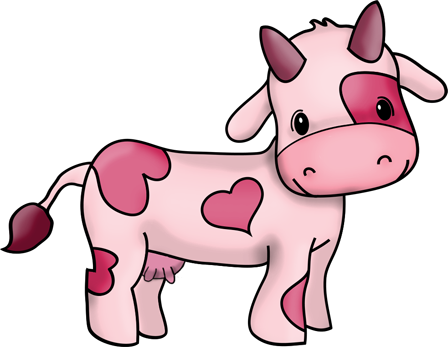 Strawberry Milky Moo Cow Standing Size - Pink Cow Png (448x347)