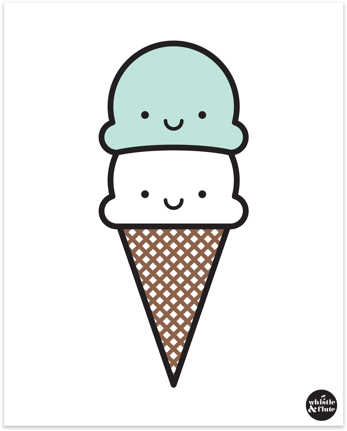 Whistle & Flute Art Prints - Png Kawaii Ice Cream (1500x1500)