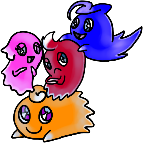 Pinky, Blinky, Inky, And Clyde By Eternal-glow - Pac Man Blinky Pinky Inky Clyde (543x543)