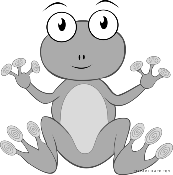 Froggy Animal Free Black White Clipart Images Clipartblack - Cartoon Frog Transparent Background (586x592)