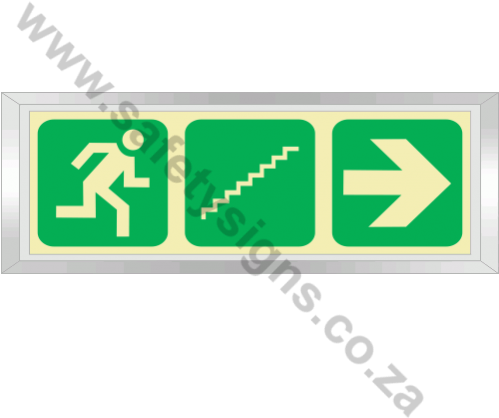 Running Man & Stairs Going Up & Arrow Right Photoluminescent - Safety Signage Go (498x498)