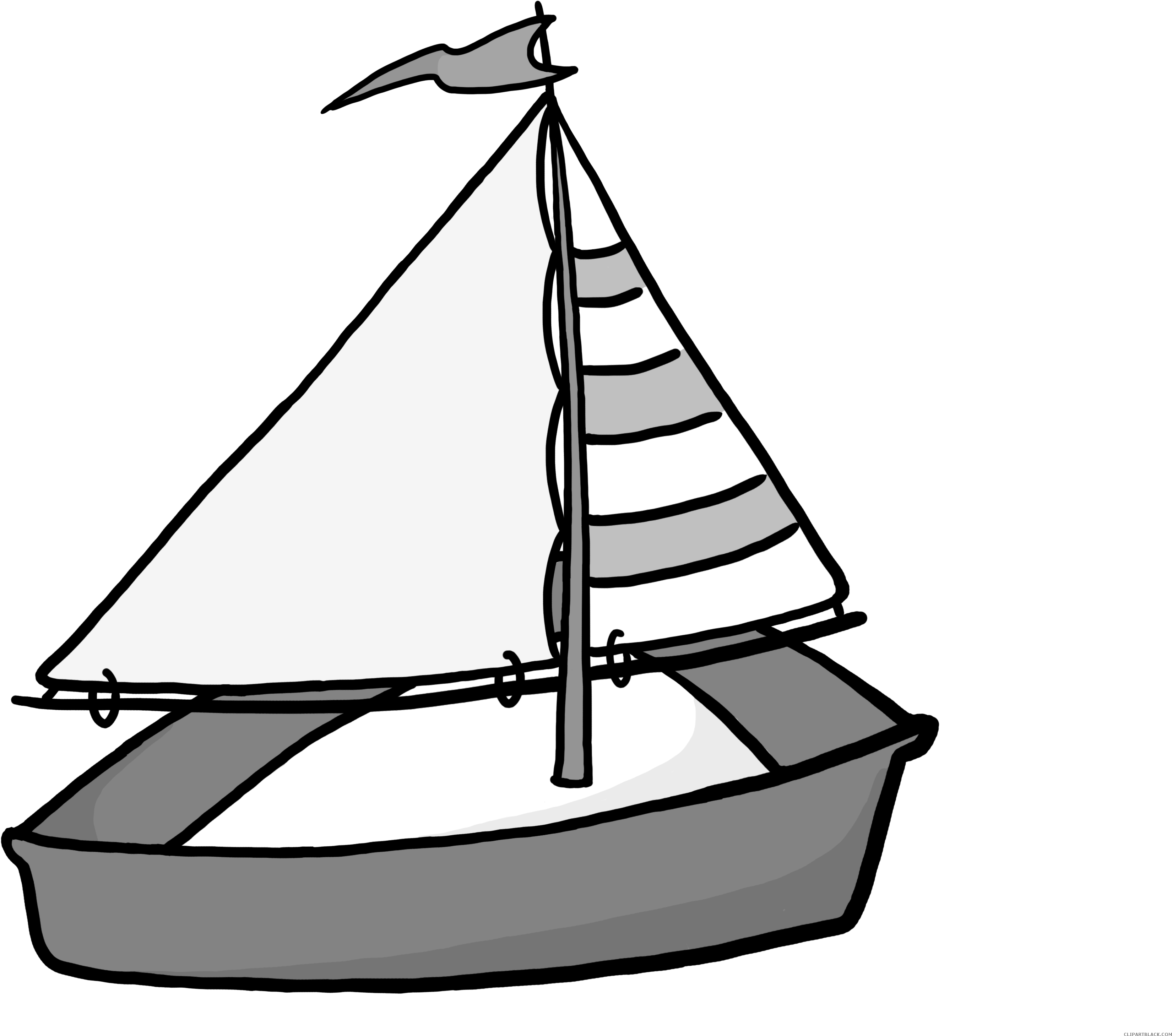 Cartoon Sailboat Transportation Free Black White Clipart - Boat Clipart Transparent Background (4000x3000)
