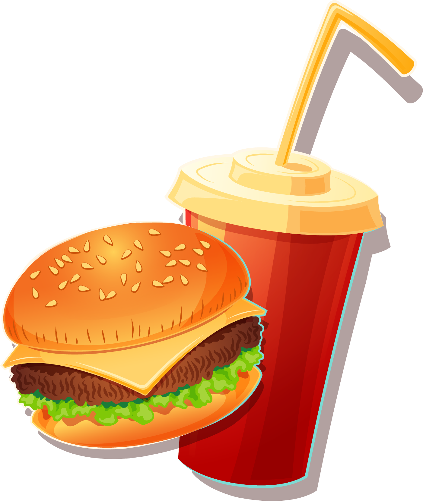 Hamburger Cheeseburger Fast Food Veggie Burger Junk - Cartoon (1402x1662)