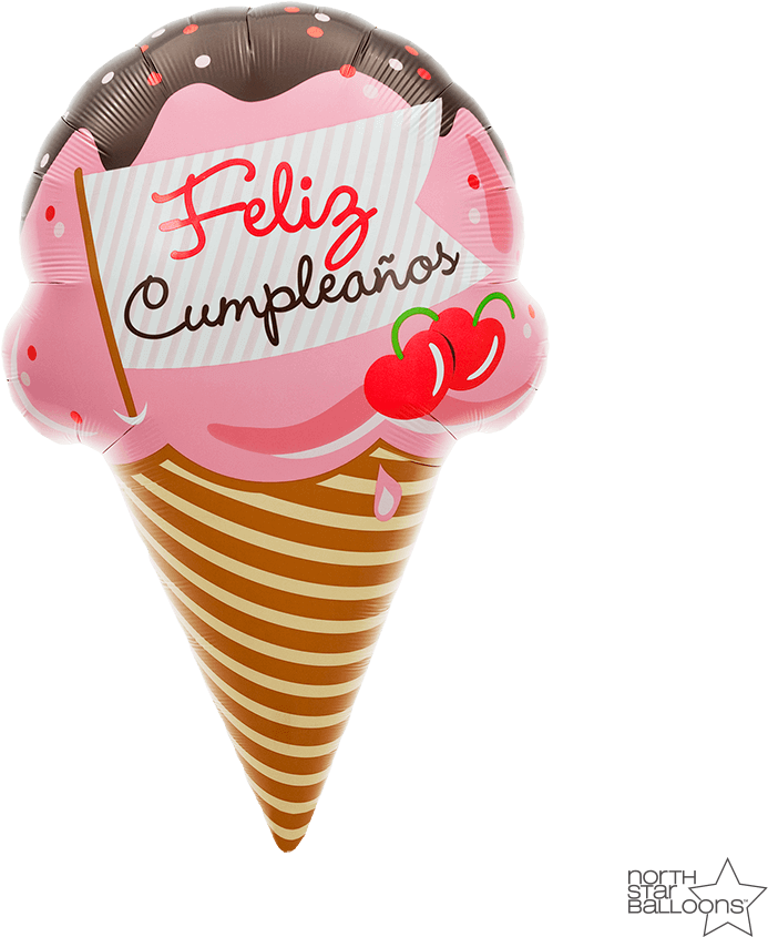 Feliz Cumpleaños Ice Cream Cone 37 In - Feliz Cumpleaños Ice Cream Cone 37 In (1000x1000)