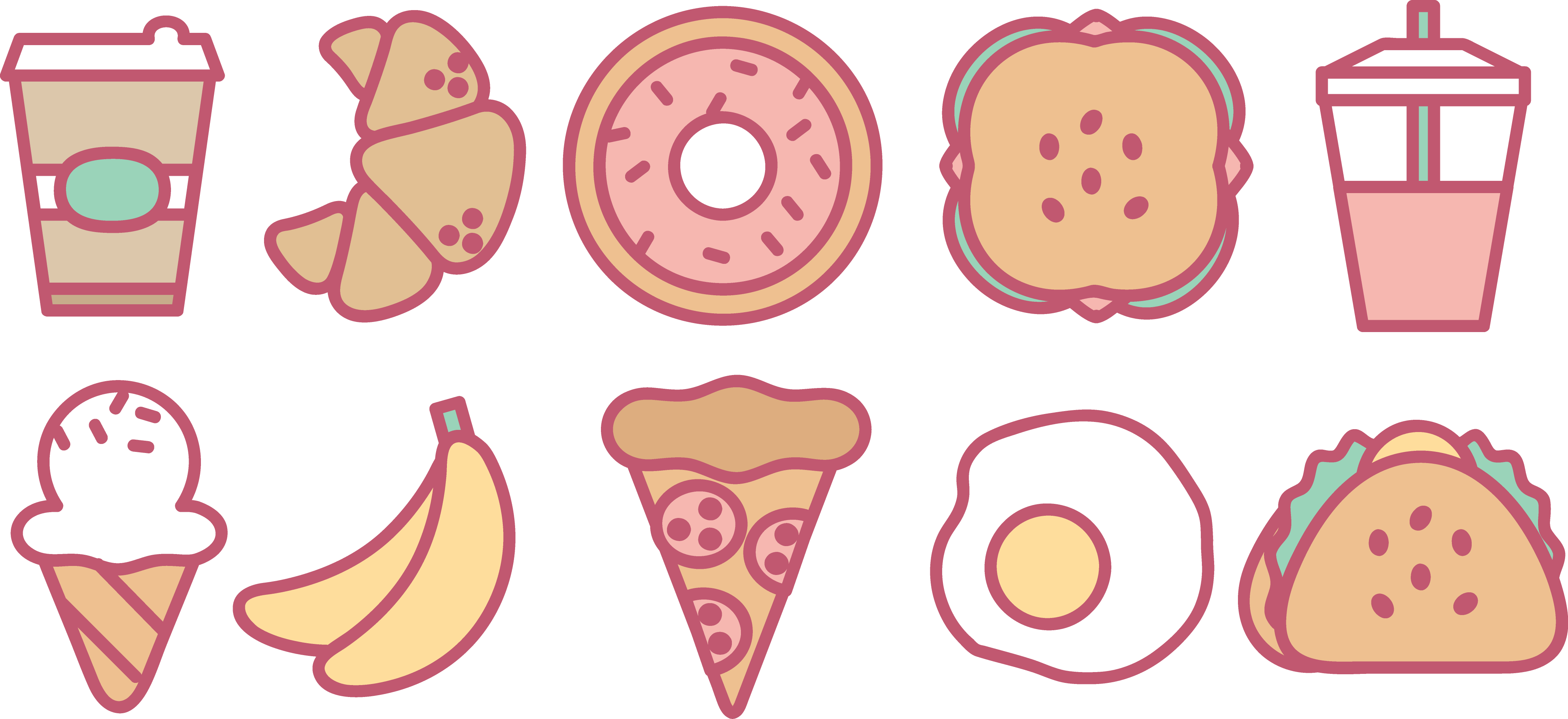 卡通手绘冰淇淋png元素 - Ice Cream (4347x1992)