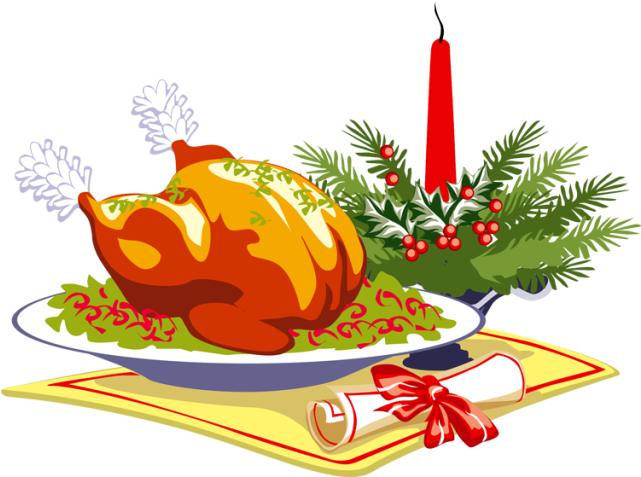 Christmas Food Clip Art - Thanksgiving Dinner Greeting Card (640x499)