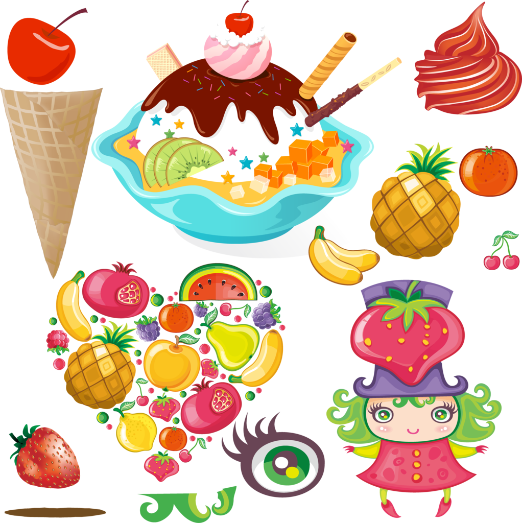 冰淇淋水果卡通png - Food And Drink Kitchen Canvas Print 3 (1022x1024)