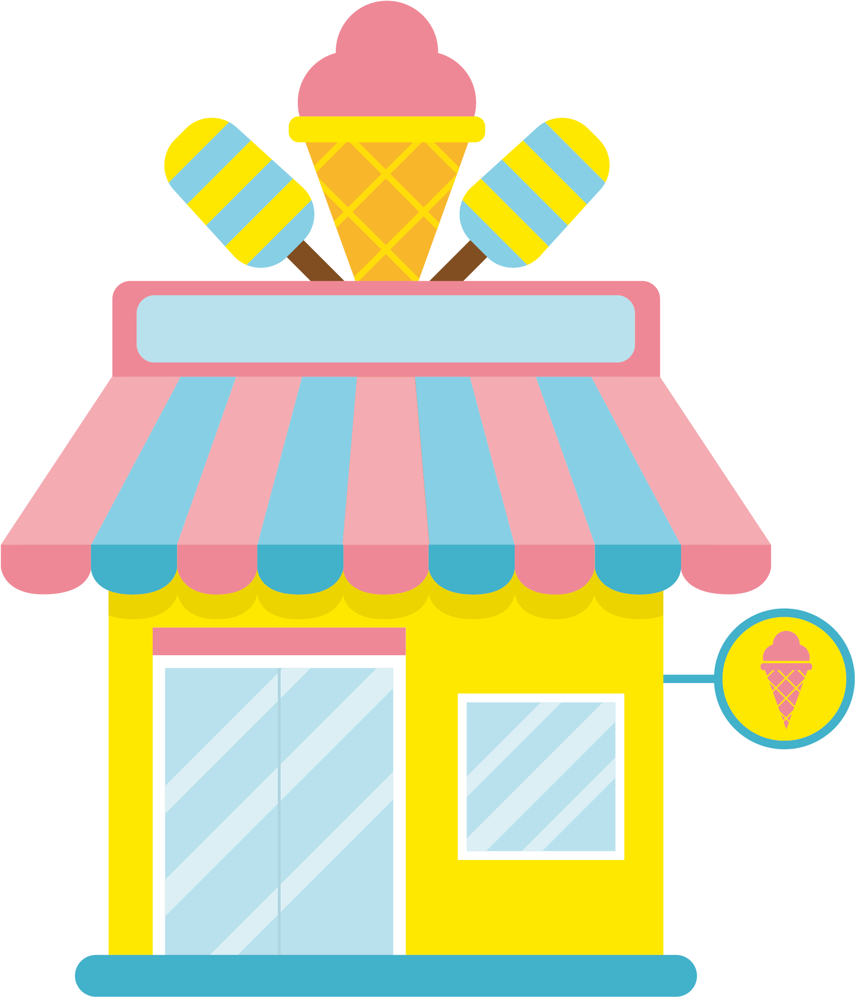卡通冰淇淋屋子 - Ice Cream Shop In Cartoon (2107x2107)