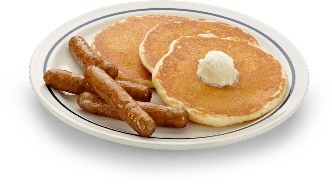 An Illustration Of A Plate Of Breakfast Food Royalty - Pancake And Sausage Breakfast (1160x653)
