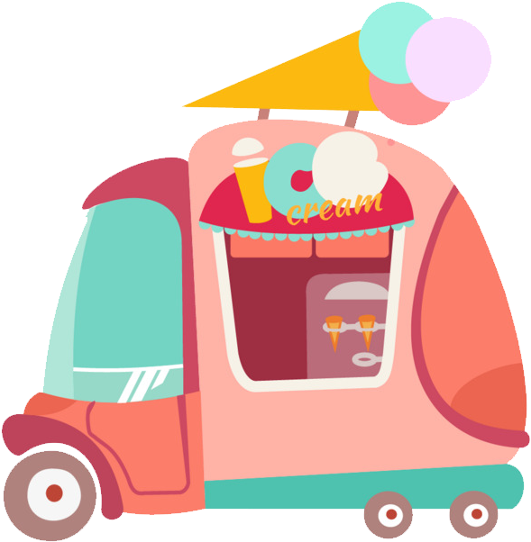 卡通粉色冰淇淋车 - Ice Cream Van (800x800)