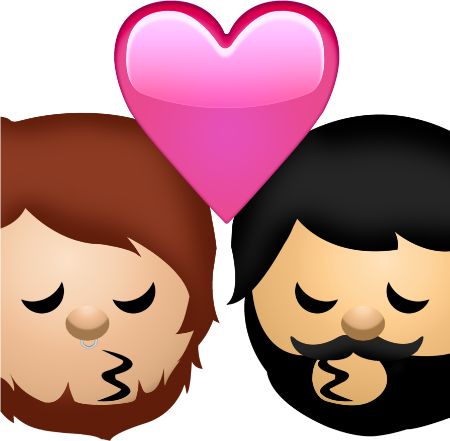 Gay Kiss Emoji By Yaymarkers - Two Guys Kissing Emoji (894x894)