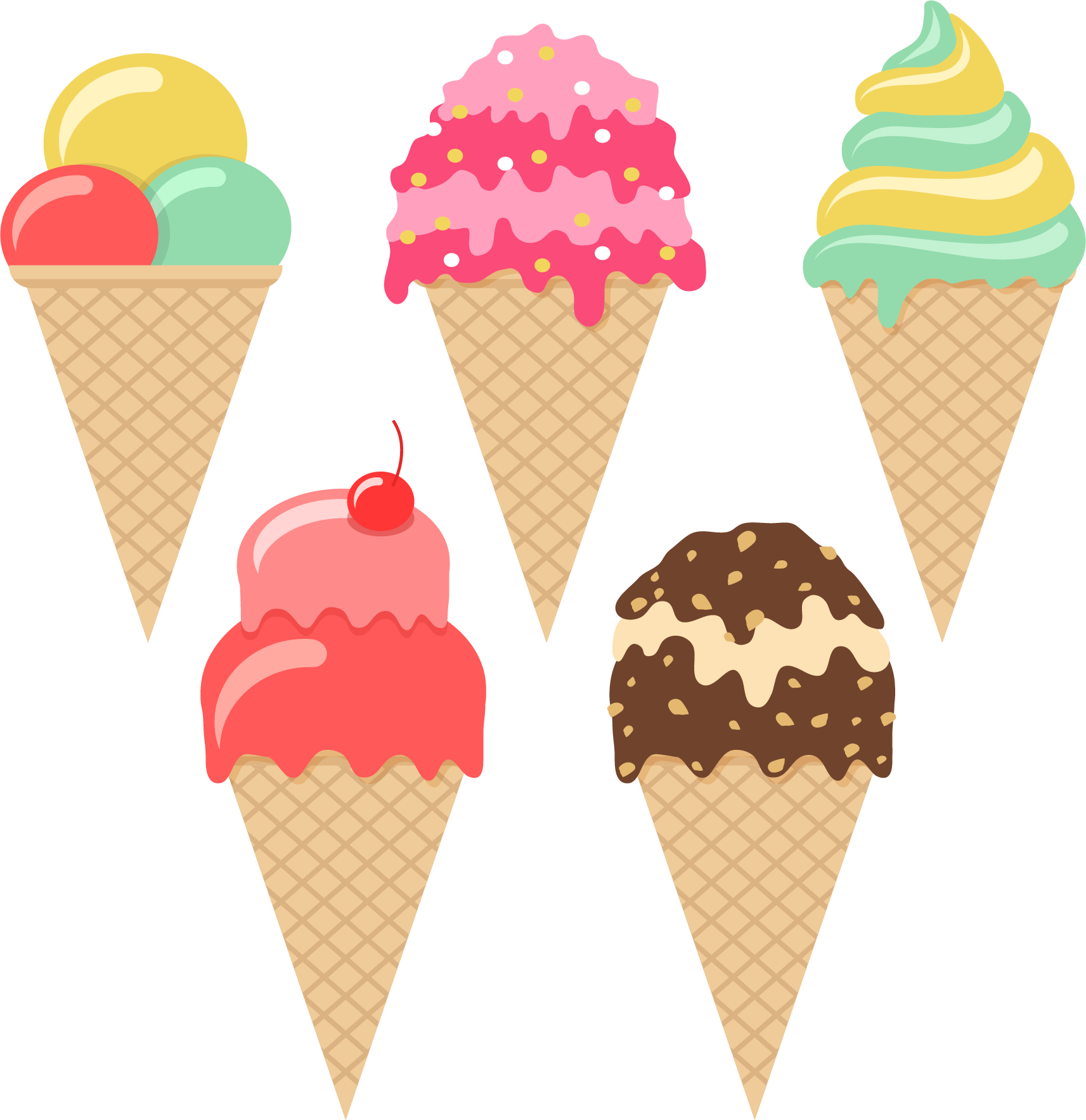 卡通冰淇淋素材 卡通 多种多样的冰激凌素材-90设计 - Ice Cream (1713x1767)