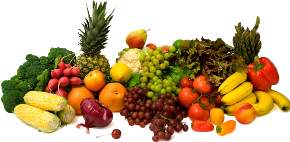 Fruit Clipart Healthy Meal - Fruit And Vegetables Foods (597x286)