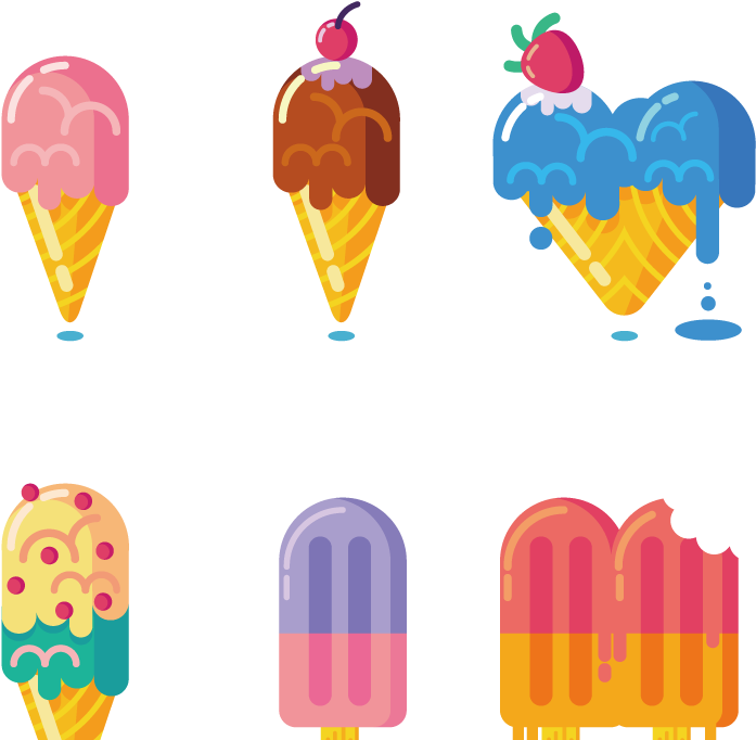 手绘卡通冰淇淋装饰素材 - 手绘卡通冰淇淋装饰素材 (1024x1024)