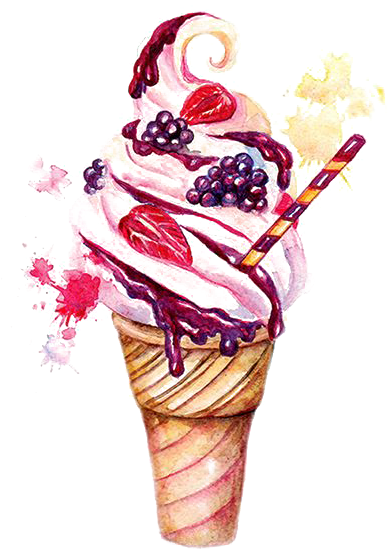 手绘冰淇淋插画 - Ice Cream Dessert Drawing (500x601)