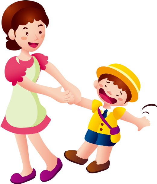 手绘卡通上学男孩 - Menino Com A Mae Png (800x800)