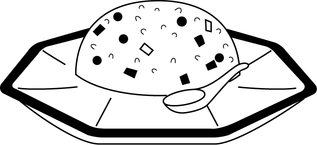 Black & White Clipart Rice - Fried Rice Black And White (633x290)
