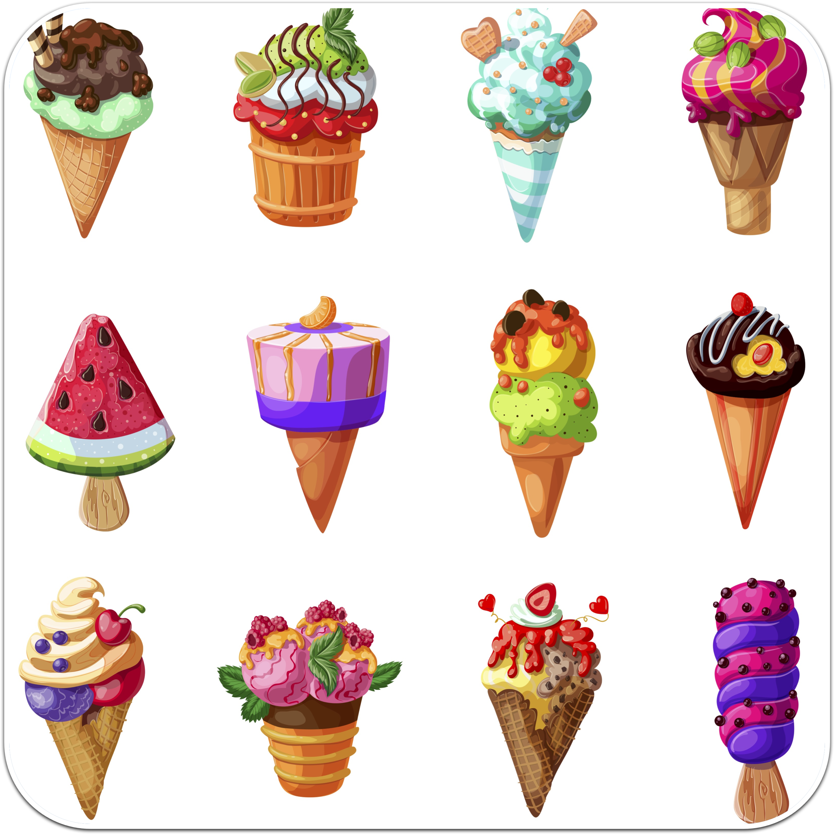 冰淇淋矢量图 - Dibujos De Helados (3200x3200)