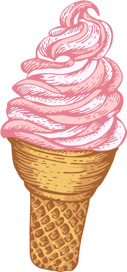 卡通手绘水彩粉色冰激凌 - Soft Serve Ice Creams (949x949)
