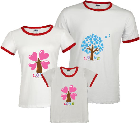 亲子装爱情树萌生-时尚撞色亲子装t恤 - Fashion (600x600)
