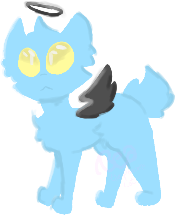 Dark Angel Cat Painting By Bee The Pancake Cat - Cartoon (800x800)