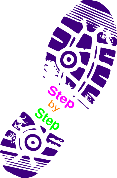 Step By Step Clip Art - Shoe Print Clip Art (390x592)