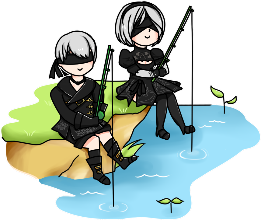 Let's Go Fishing By Shironekomura - Cartoon (931x859)