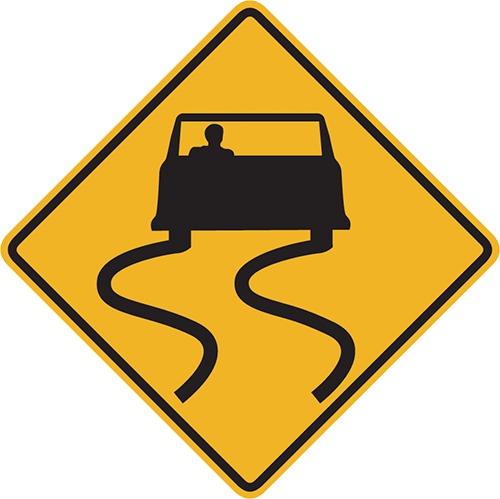 Slippery Surface - Slippery When Wet Sign (500x499)