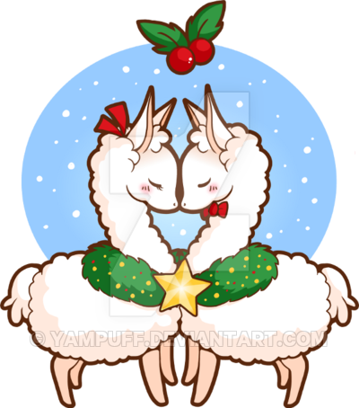 Holiday Love Llamas By Yampuff - Holiday Love Llamas Keychain, Adult Unisex, Size: 2.25", (400x454)
