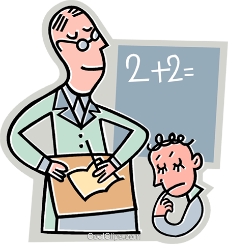 Student And Teacher Royalty Free Vector Clip Art Illustration - Lehrer Schüler Clipart (448x480)