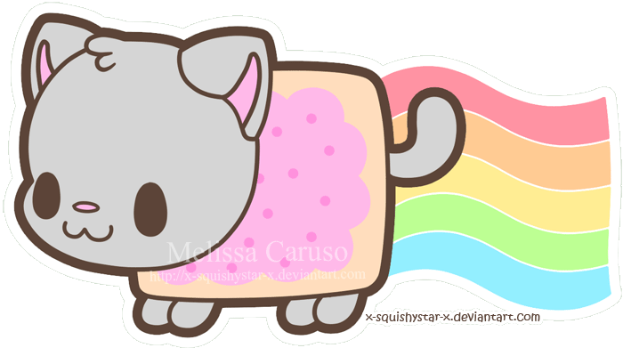 Squishy Nyan Cat By X - Dibujos De Gatos Kawaii (700x391)