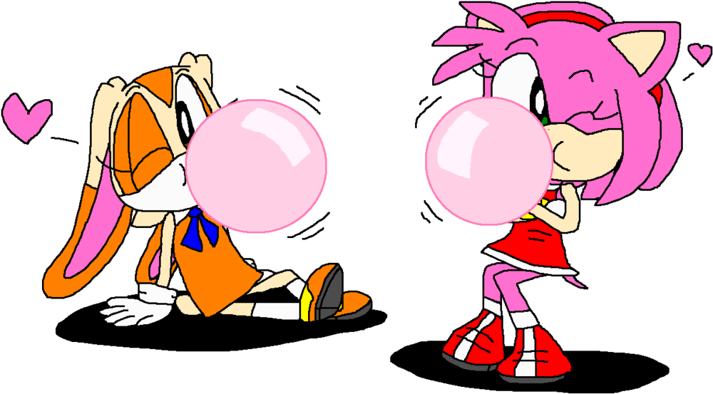 Amy And Cream's Bubble Gum By Pokegirlrules - Cartoon (1024x616)
