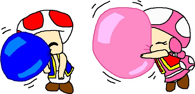 Toad And Toadette Chibi Couple Bubble Gum 2 By Pokegirlrules - Bubble Gum (698x337)