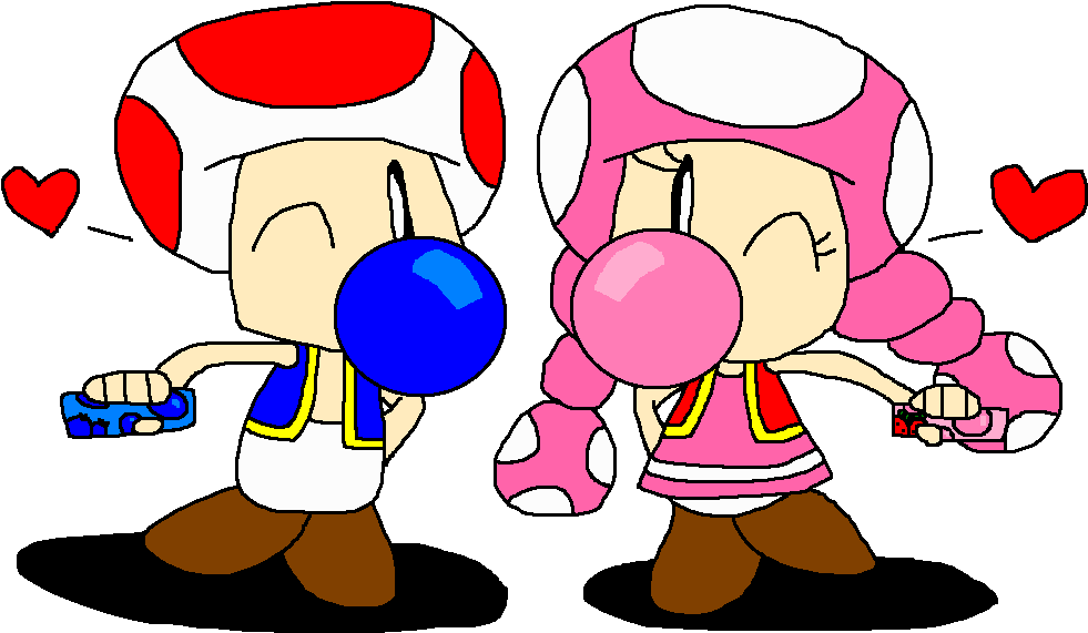 Toad And Toadette Bubble Gum Pack By Pokegirlrules - Cartoon (1011x593)