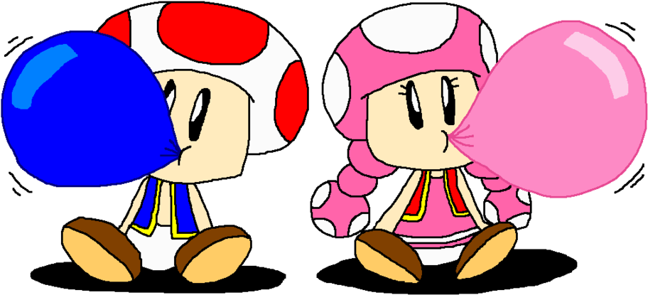 Toad And Toadette Got Color Bubble Gum By Pokegirlrules - Toad And Toadette Got Color Bubble Gum By Pokegirlrules (1024x499)