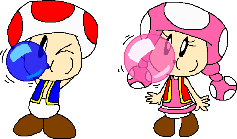 Color Bubble Gum Toad And Toadette By Pokegirlrules - Bubble Gum (850x530)